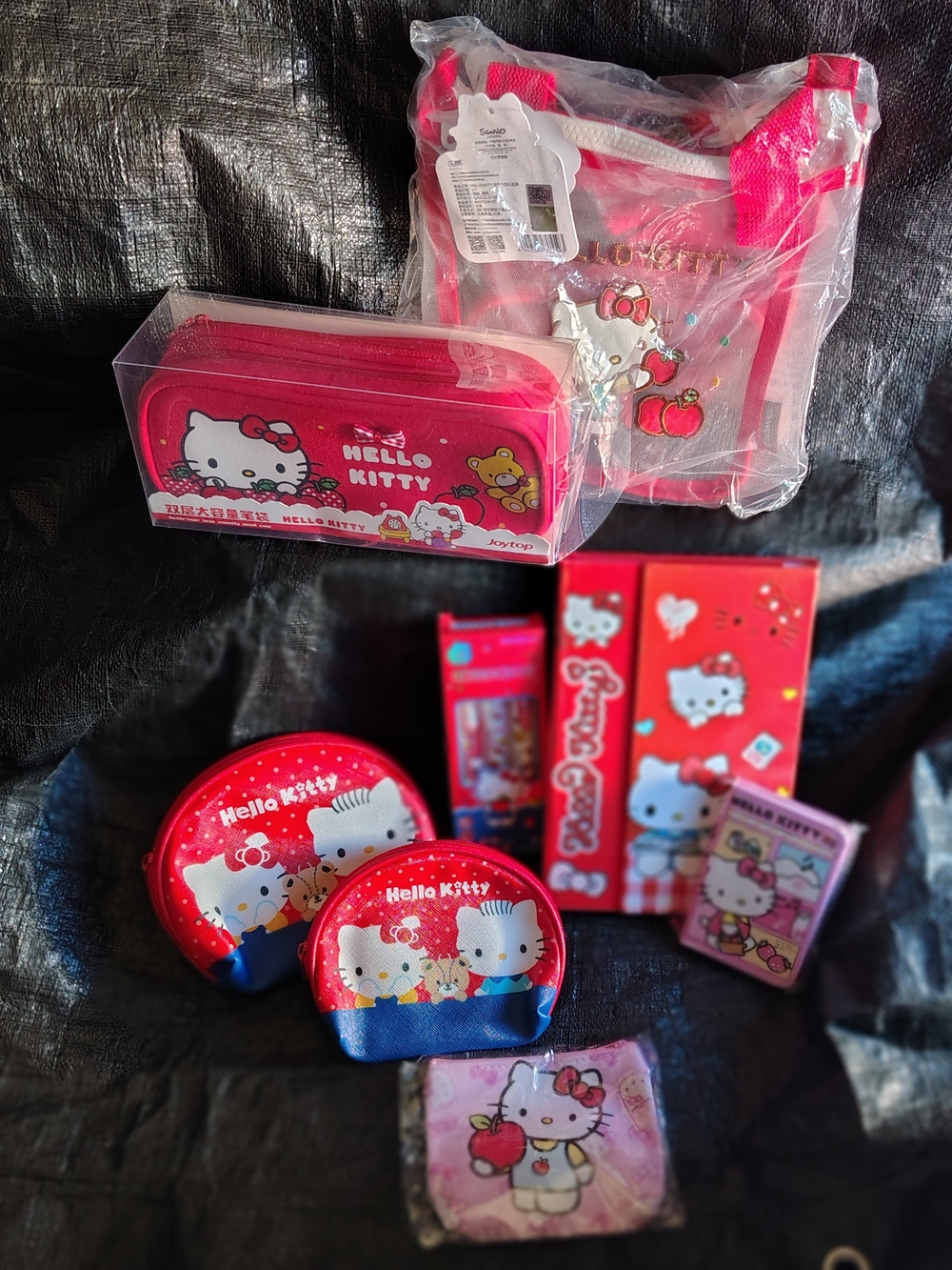 Hello Kitty Pink & Red Kids Accessory Set with Pouches and Case